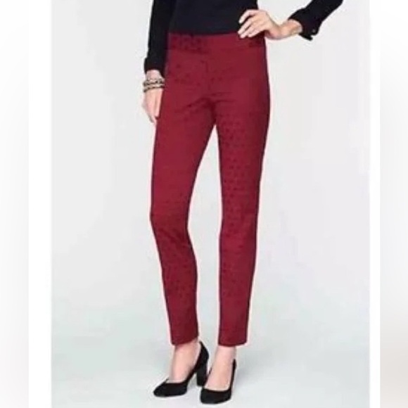 Talbots Pants Burgundy Wine Jacquard Dot Heritage Stretch Plus size 18 W Petite - Picture 3 of 16